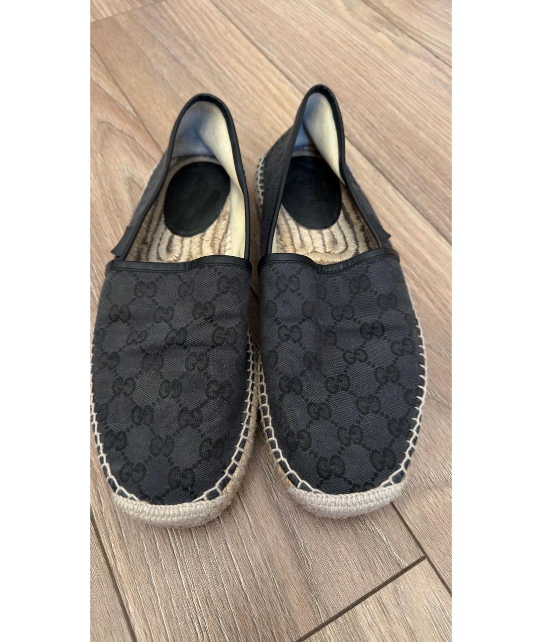 GUCCI Антрацитовые текстильные лоферы, фото 2