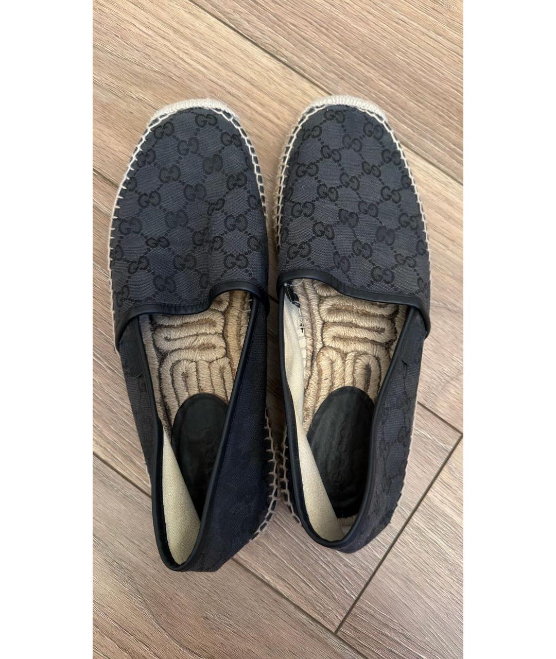 GUCCI Антрацитовые текстильные лоферы, фото 3