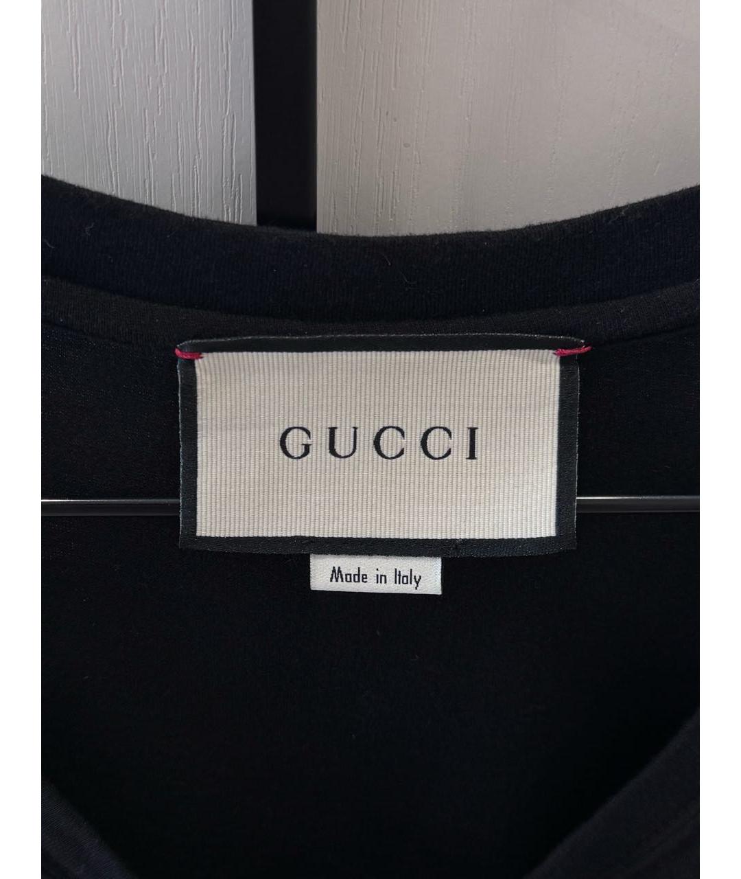GUCCI Черная хлопковая футболка, фото 3