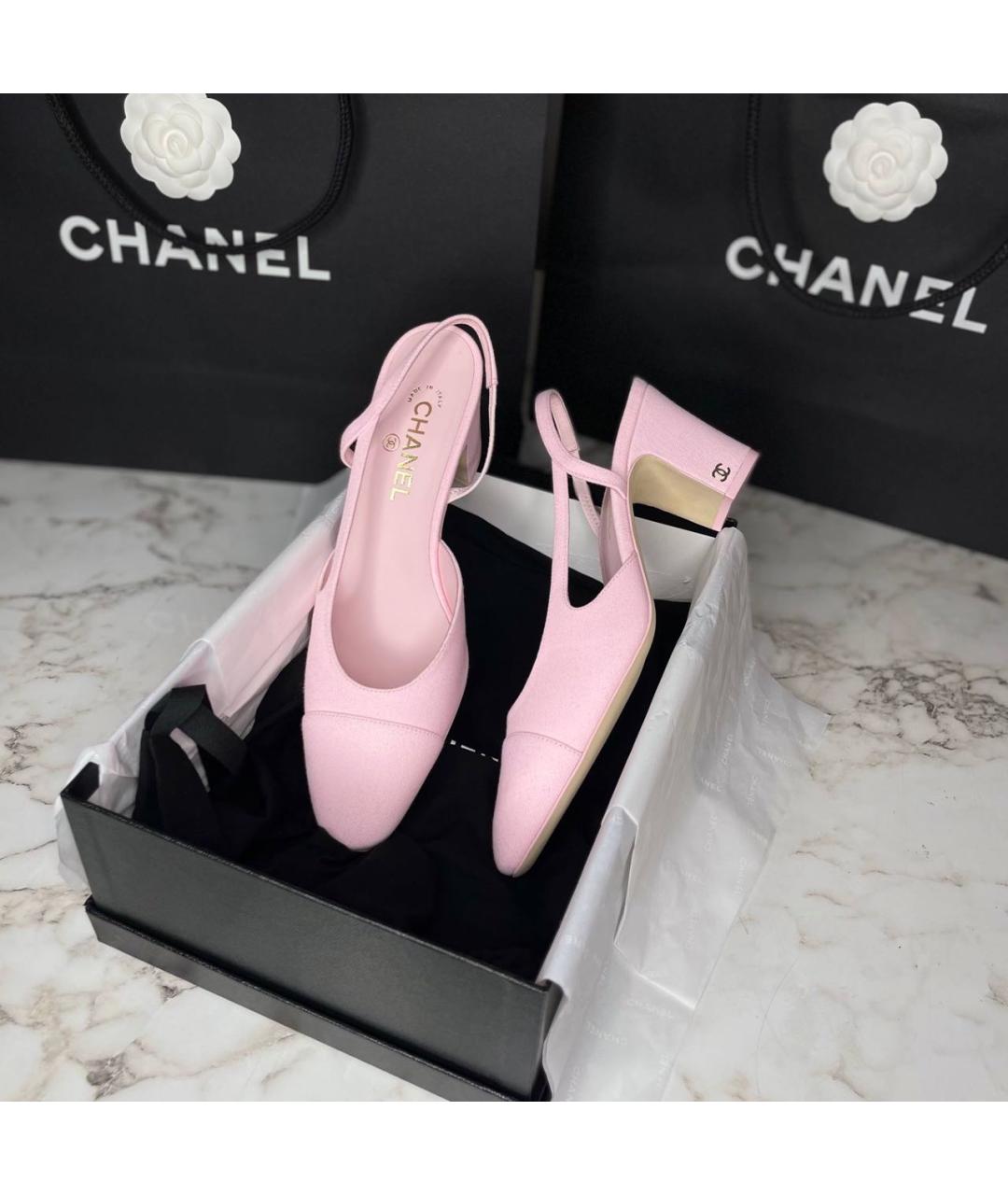 CHANEL Розовые лодочки на низком каблуке, фото 2