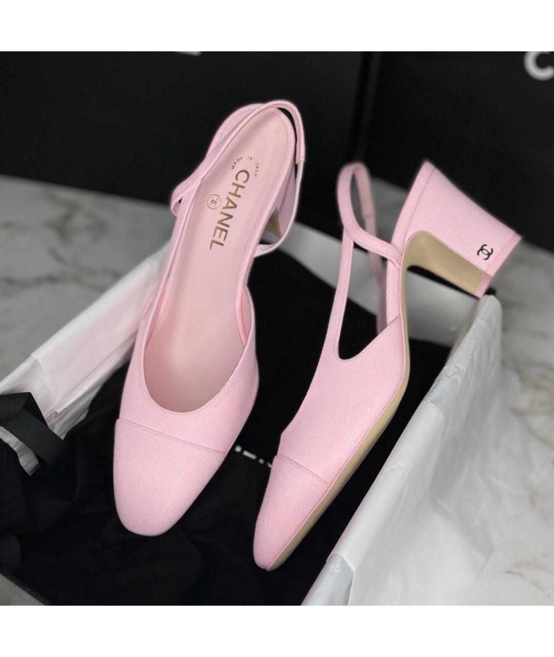CHANEL Розовые лодочки на низком каблуке, фото 6