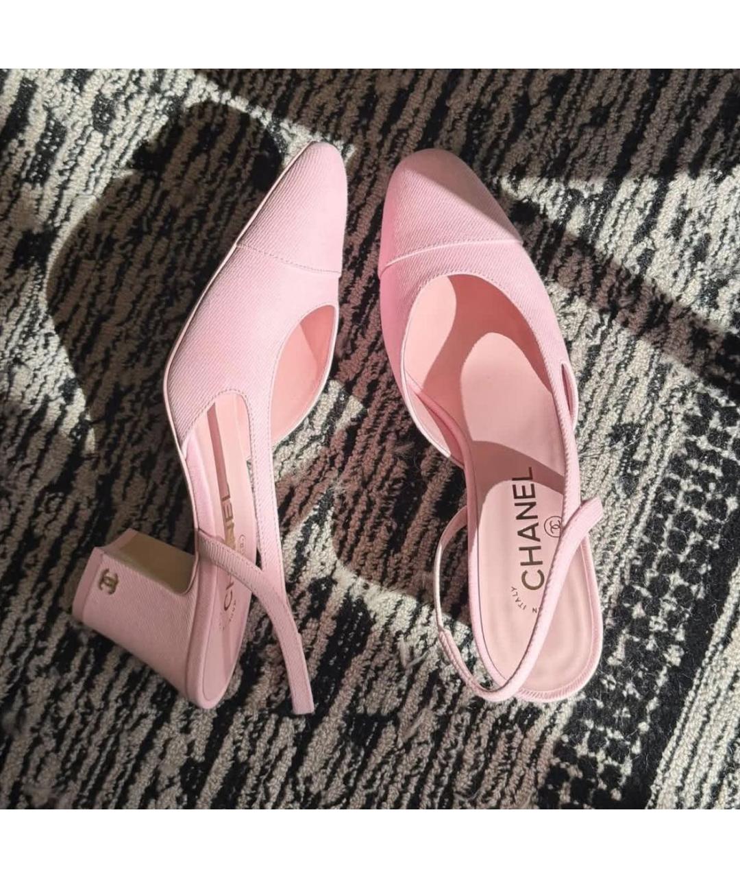 CHANEL Розовые лодочки на низком каблуке, фото 4
