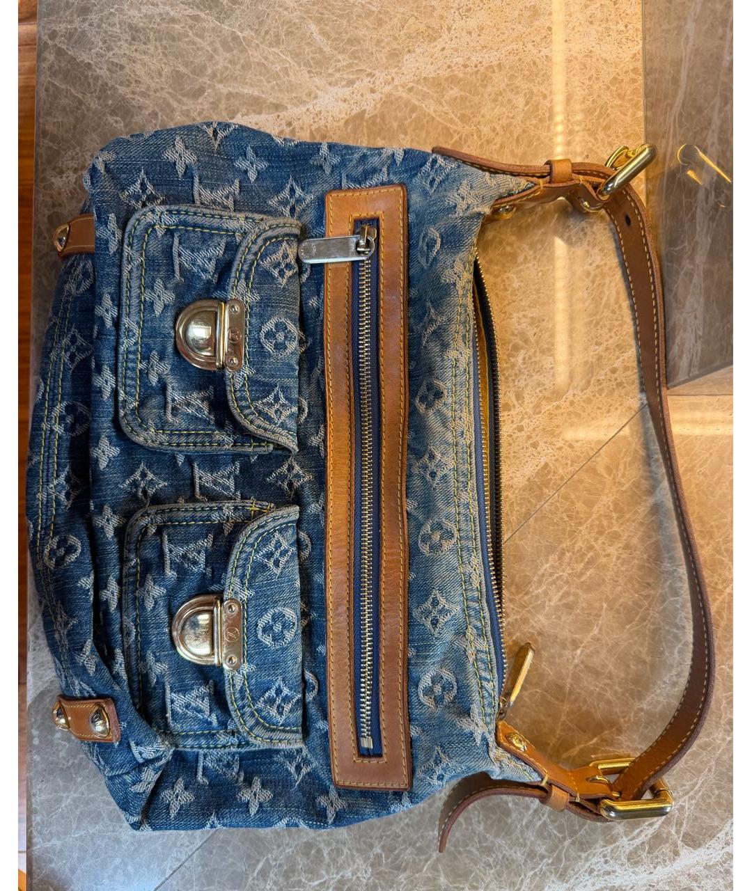 LOUIS VUITTON Голубая деним сумка через плечо, фото 6