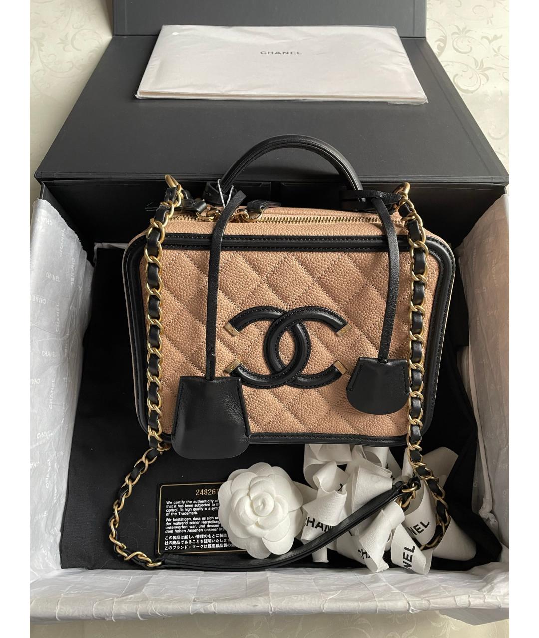 CHANEL Бежевая кожаная сумка через плечо, фото 7
