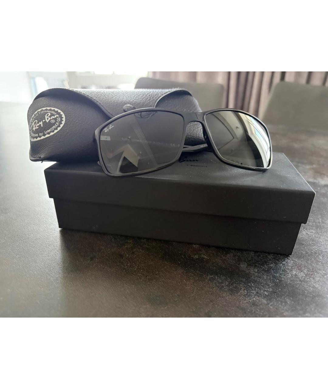 RAY BAN Черные пластиковые солнцезащитные очки, фото 5