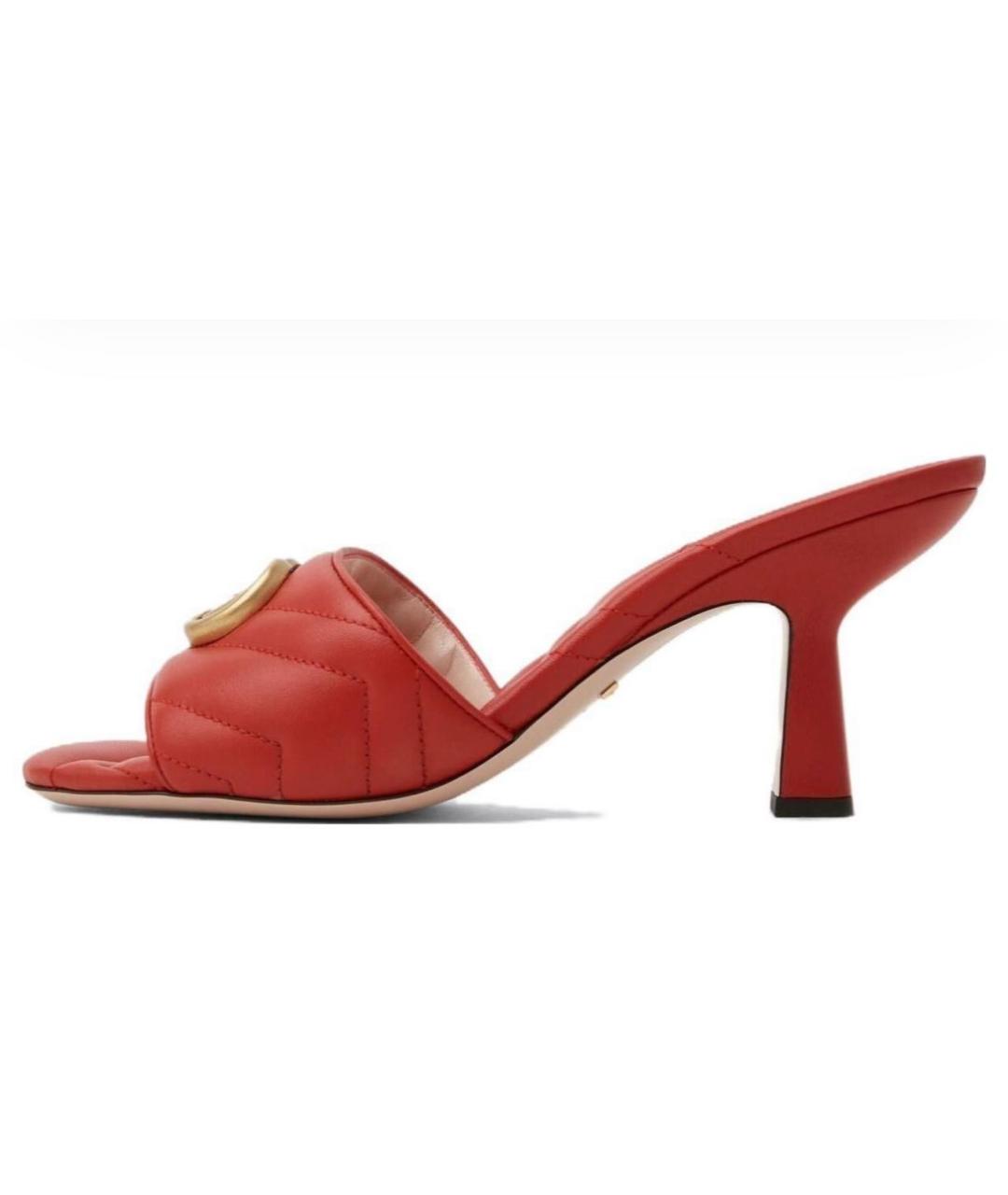 GUCCI Красные кожаные мюли, фото 10