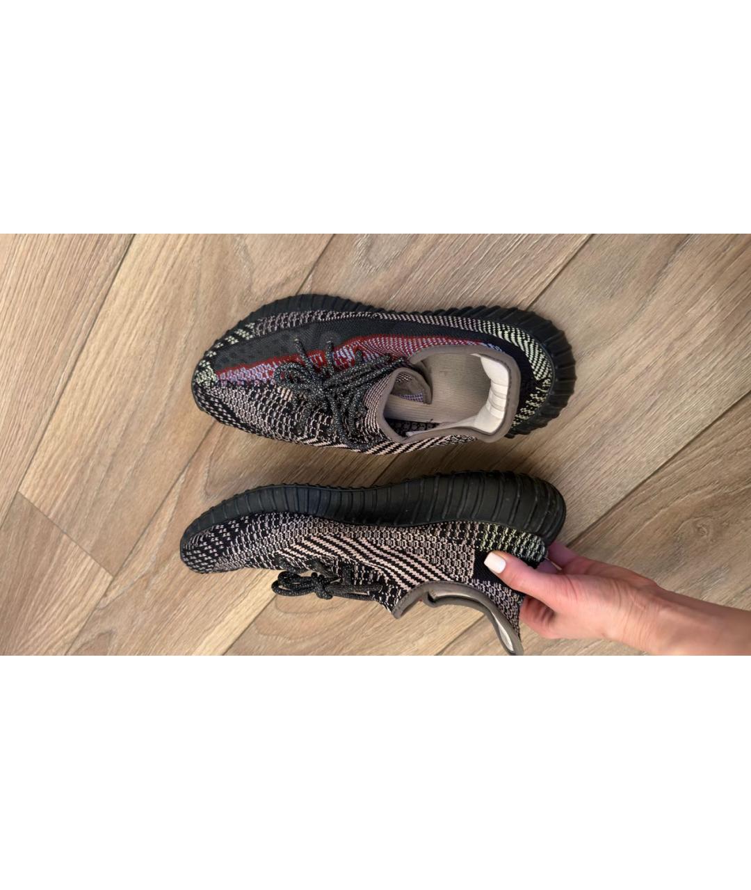 ADIDAS YEEZY Антрацитовые текстильные низкие кроссовки / кеды, фото 5