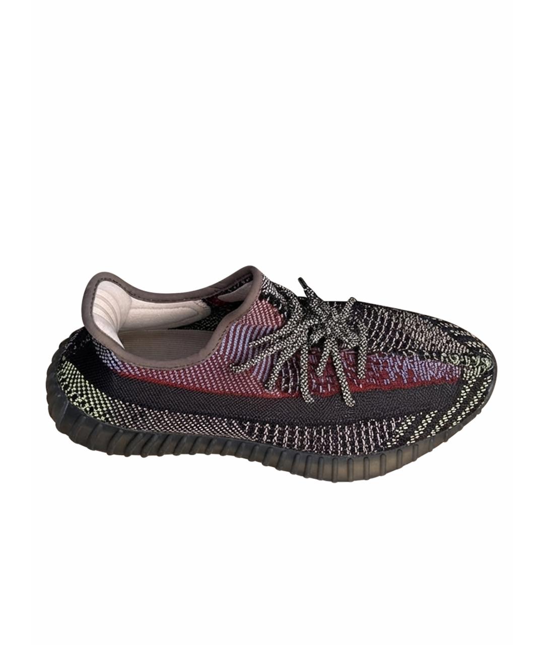 ADIDAS YEEZY Антрацитовые текстильные низкие кроссовки / кеды, фото 1