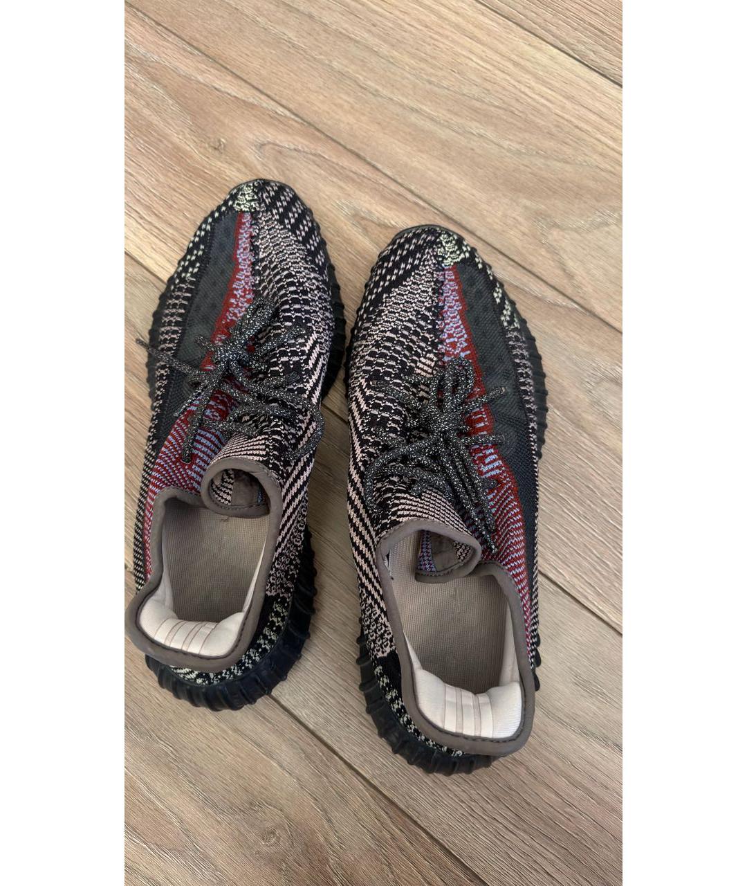ADIDAS YEEZY Антрацитовые текстильные низкие кроссовки / кеды, фото 3