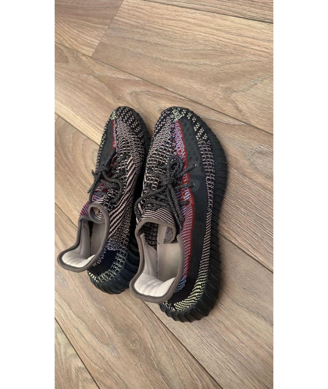 ADIDAS YEEZY Антрацитовые текстильные низкие кроссовки / кеды, фото 6