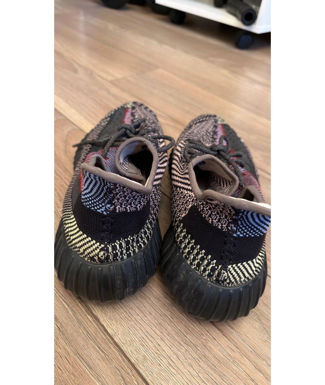 ADIDAS YEEZY Антрацитовые текстильные низкие кроссовки / кеды, фото 4