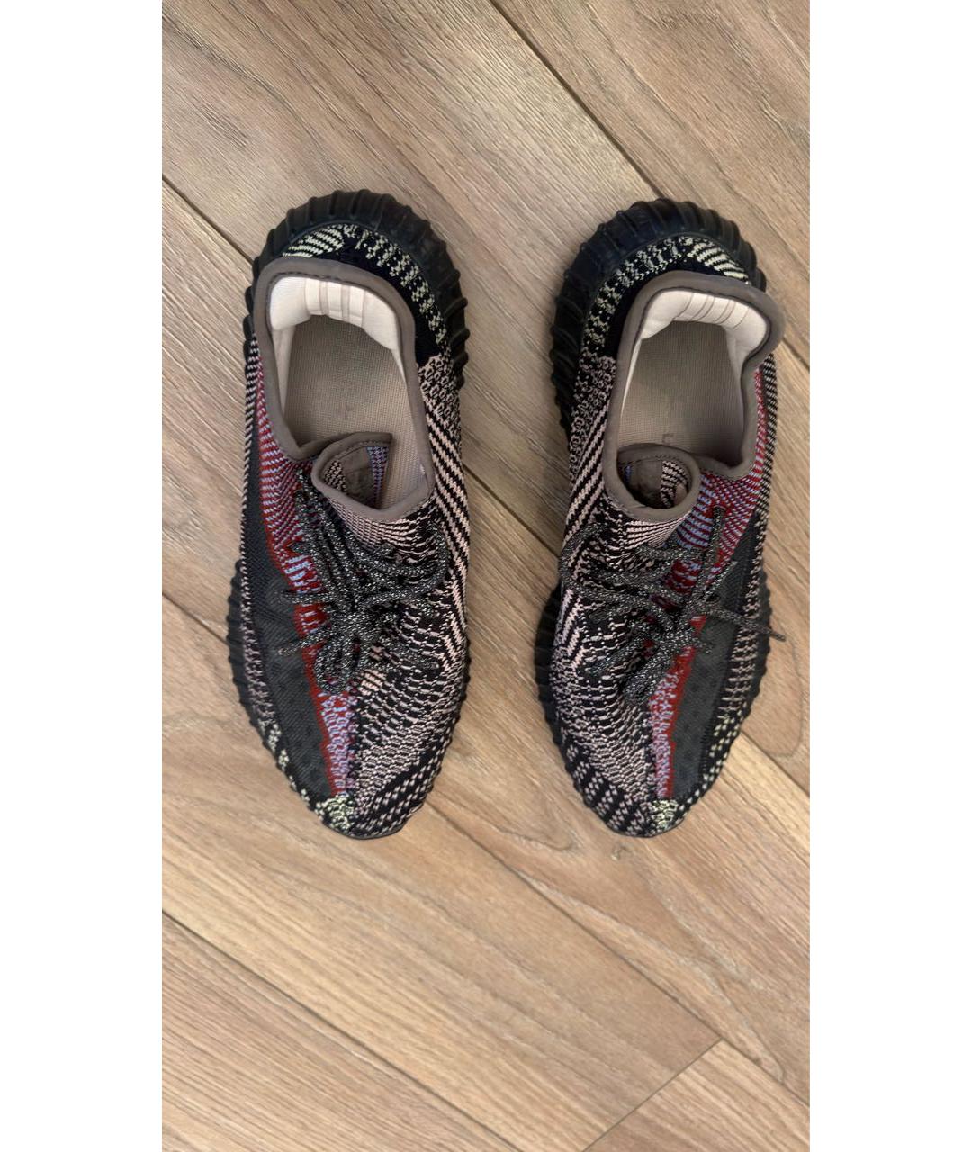 ADIDAS YEEZY Антрацитовые текстильные низкие кроссовки / кеды, фото 2