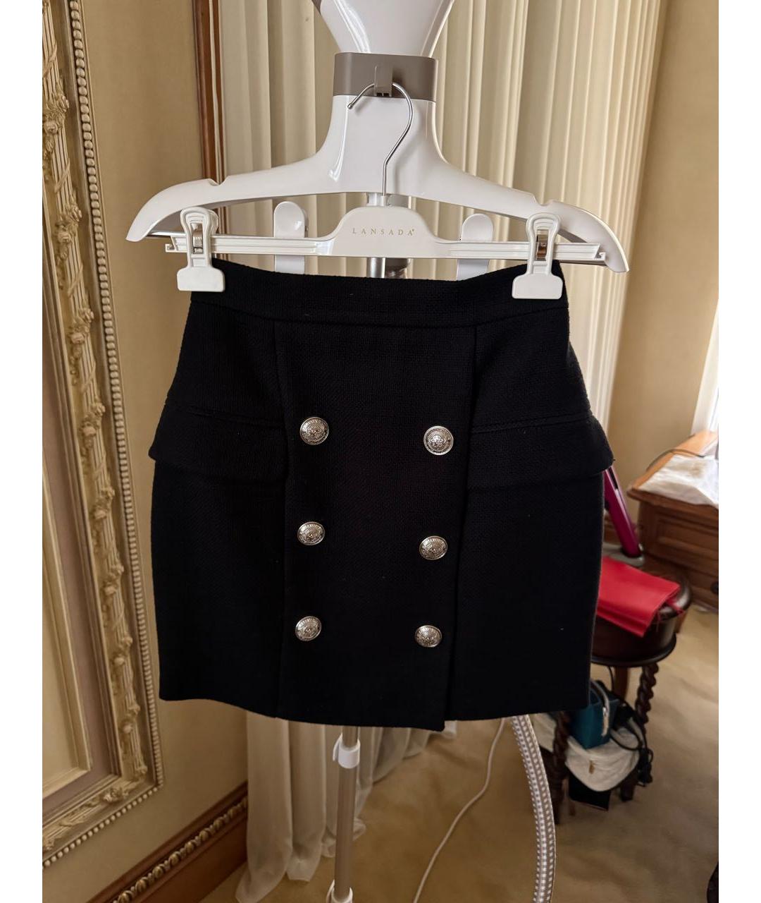 BALMAIN Темно-синяя хлопковая юбка мини, фото 6