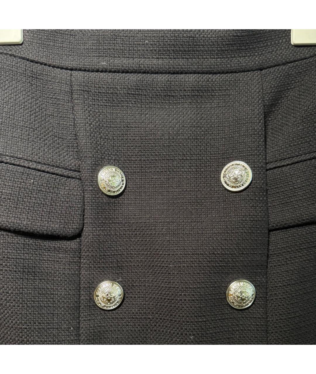 BALMAIN Темно-синяя хлопковая юбка мини, фото 4