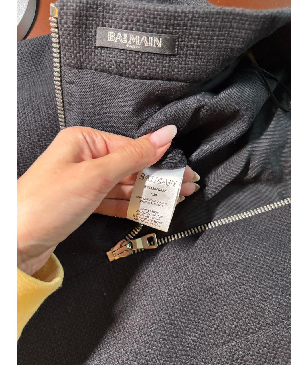 BALMAIN Темно-синяя хлопковая юбка мини, фото 5