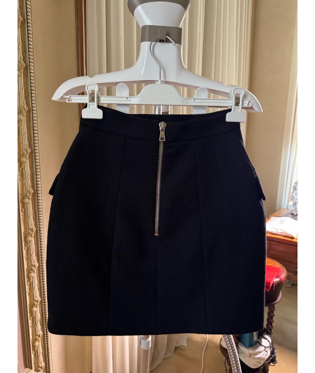 BALMAIN Темно-синяя хлопковая юбка мини, фото 2