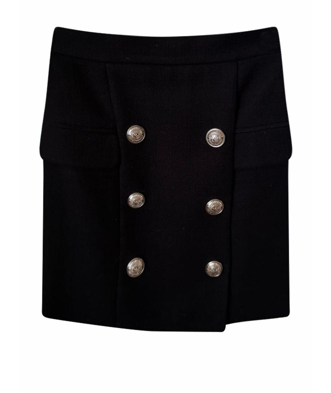 BALMAIN Темно-синяя хлопковая юбка мини, фото 1