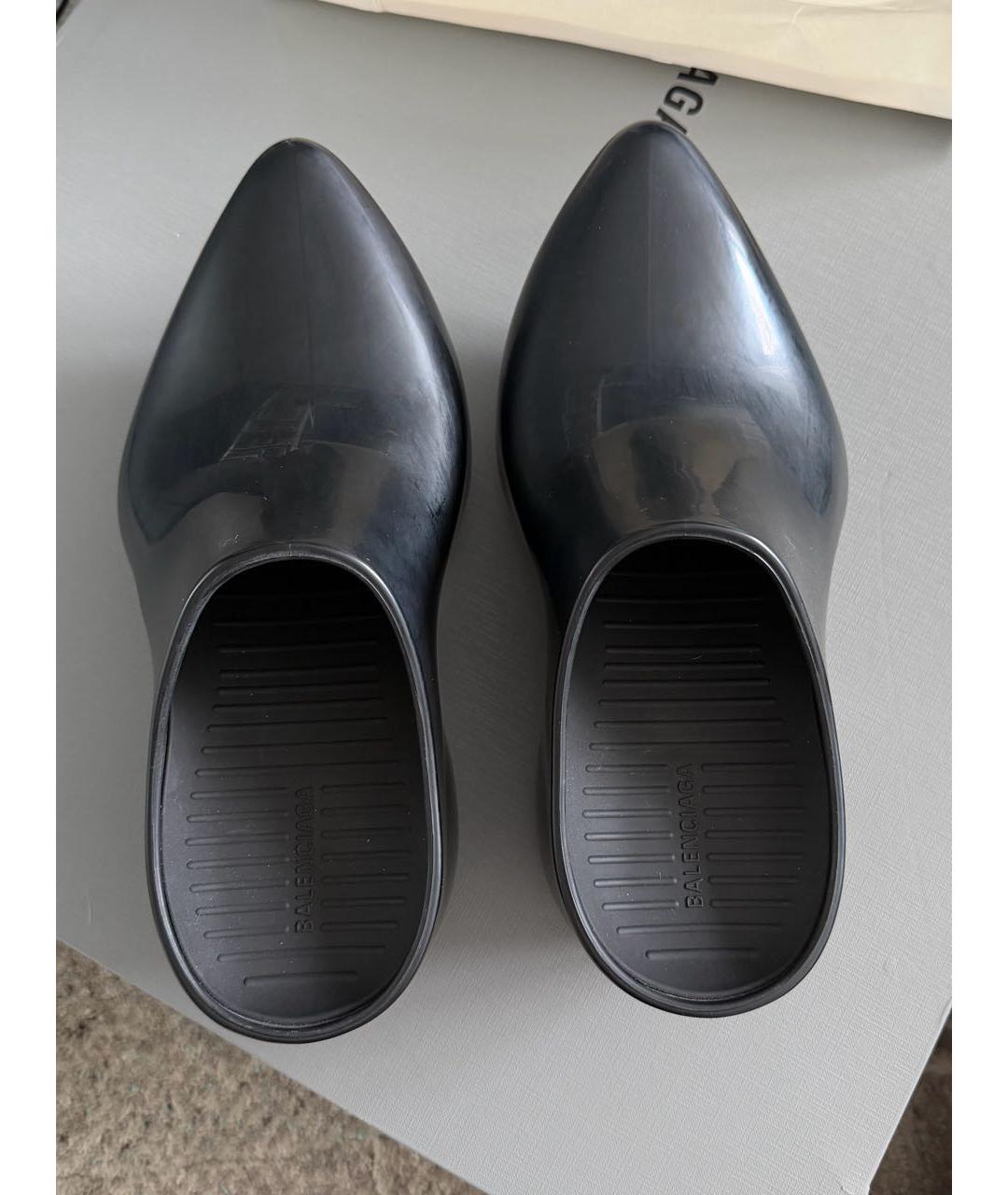 BALENCIAGA Черные резиновые сабо, фото 3