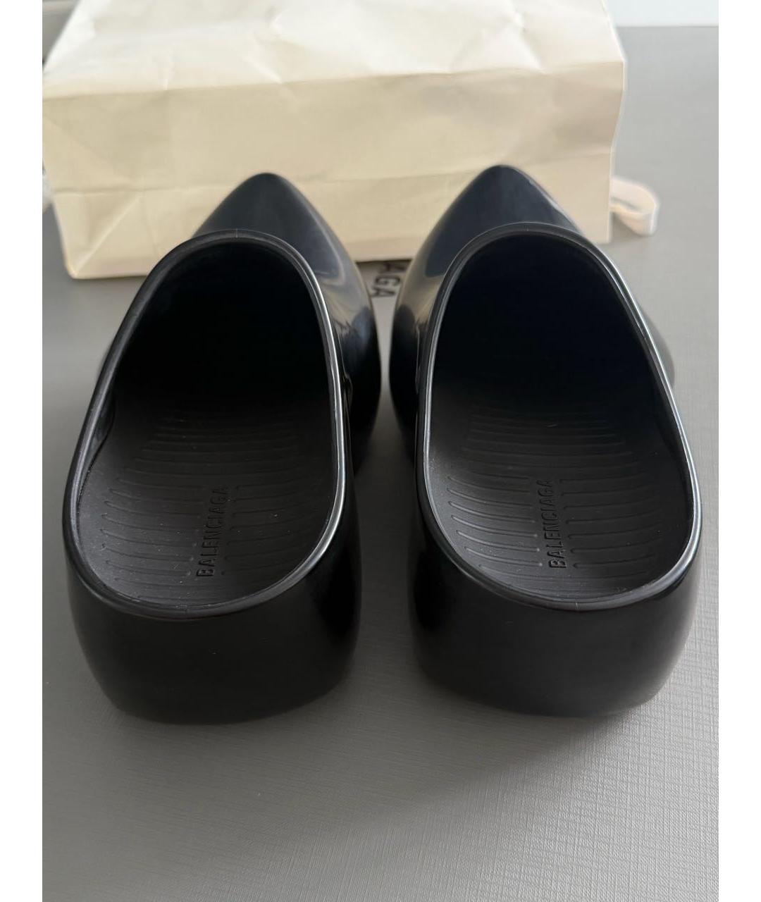 BALENCIAGA Черные резиновые сабо, фото 4