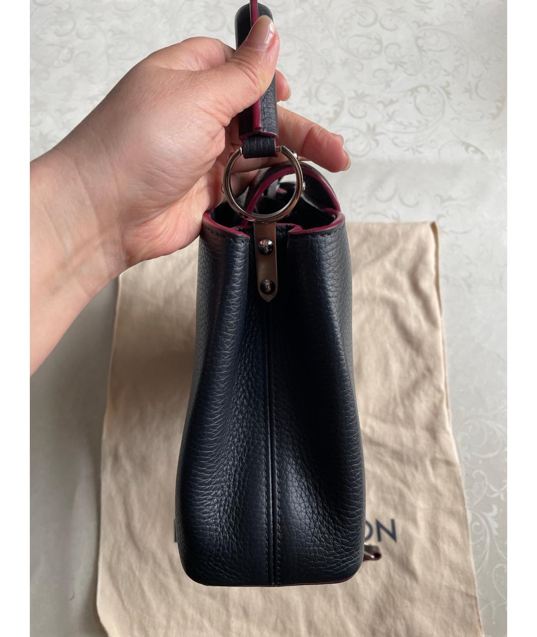 LOUIS VUITTON Черная кожаная сумка тоут, фото 4