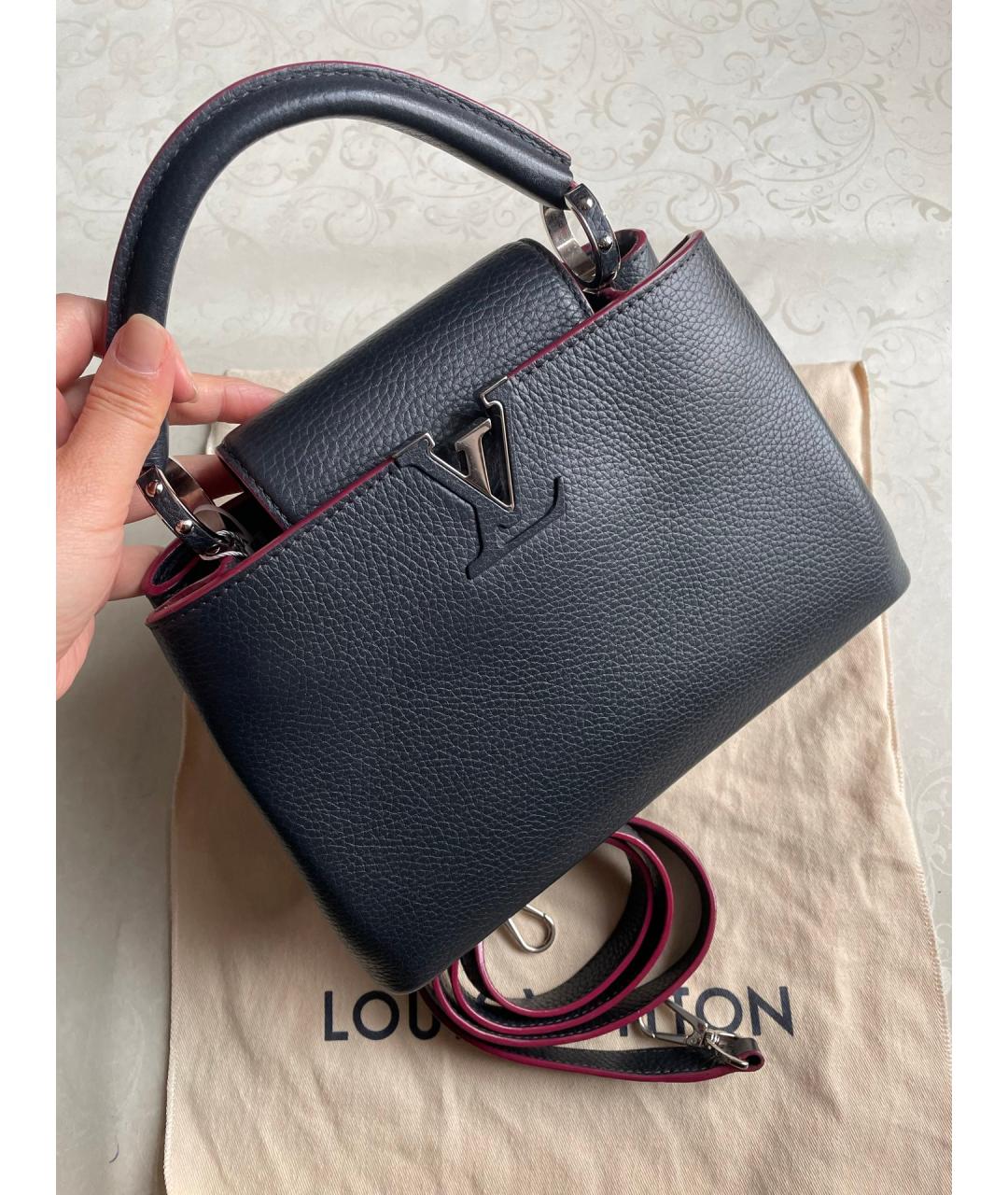 LOUIS VUITTON Черная кожаная сумка тоут, фото 2