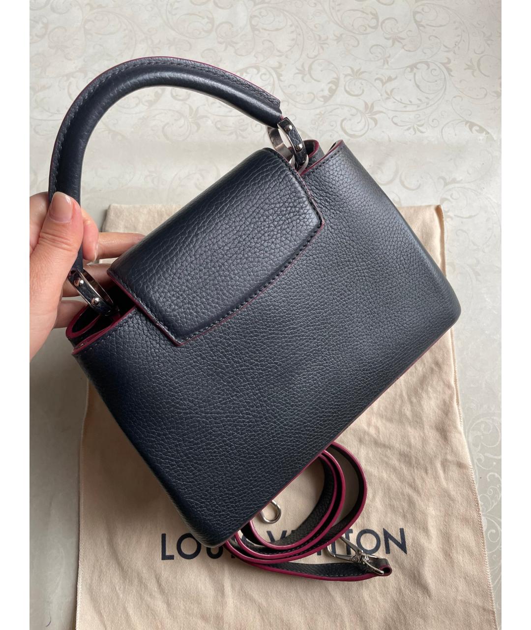 LOUIS VUITTON Черная кожаная сумка тоут, фото 3