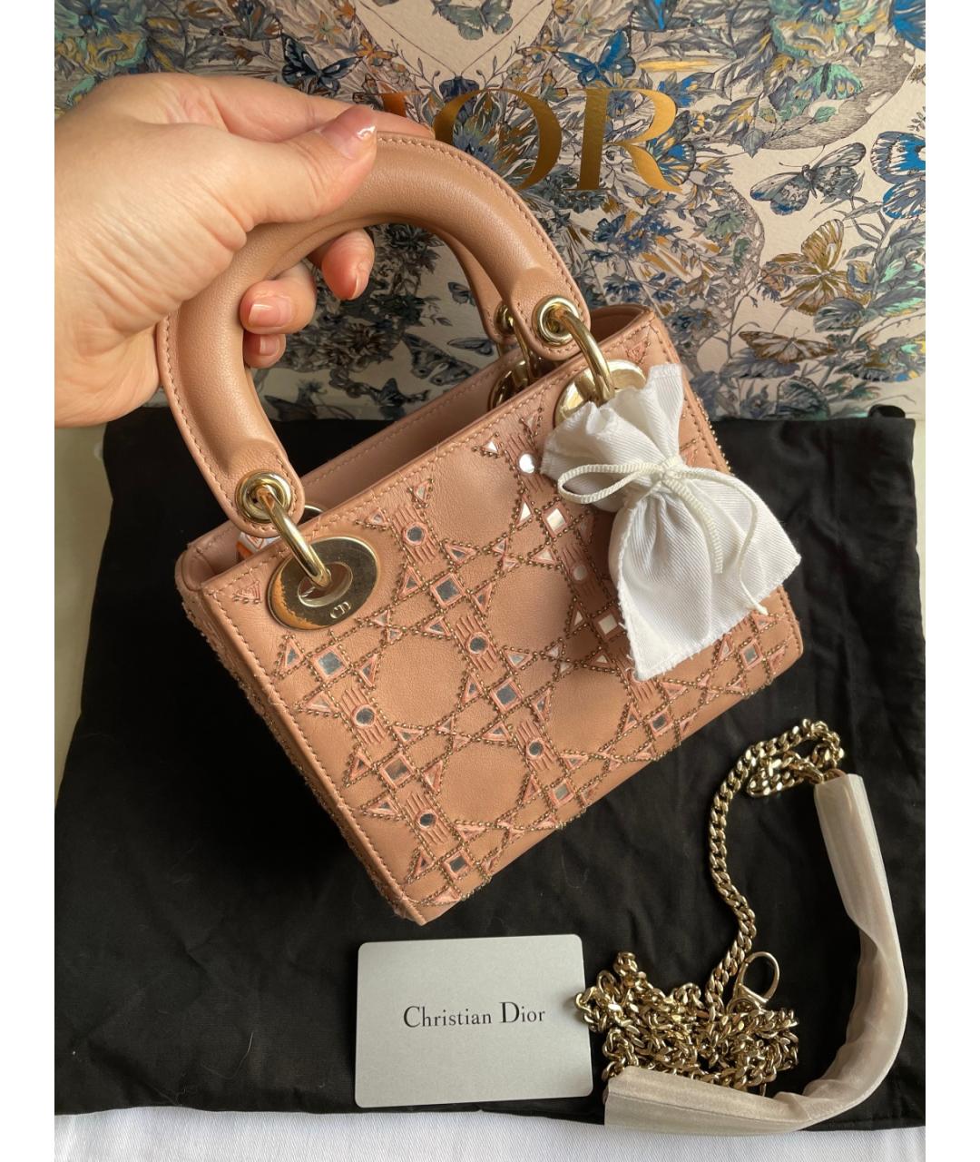 CHRISTIAN DIOR Розовая кожаная сумка тоут, фото 2