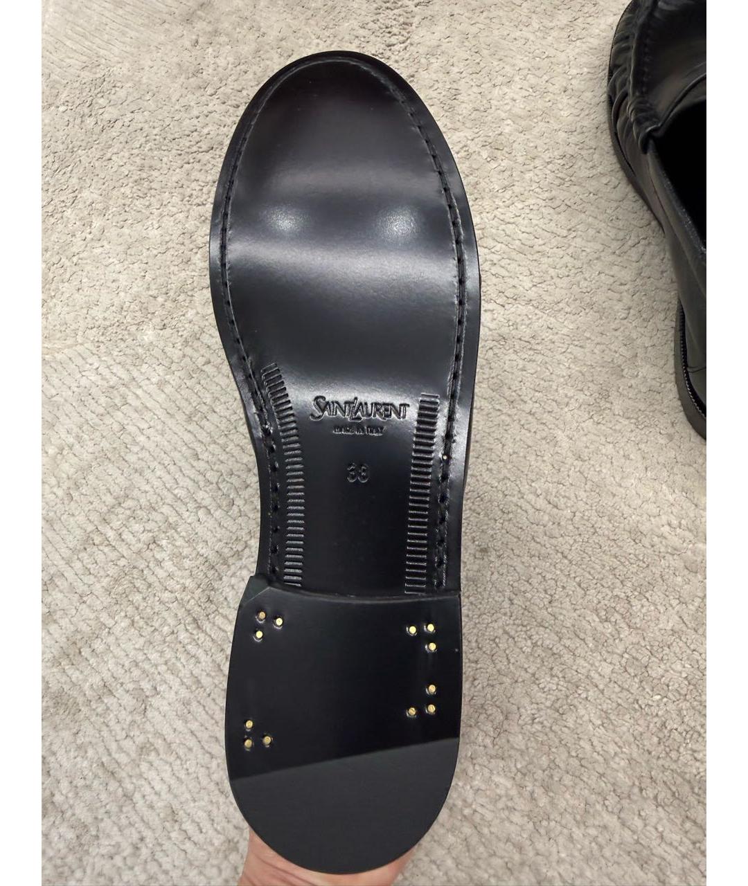 SAINT LAURENT Черные кожаные лоферы, фото 4