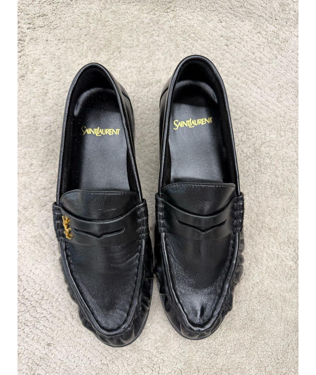 SAINT LAURENT Черные кожаные лоферы, фото 2