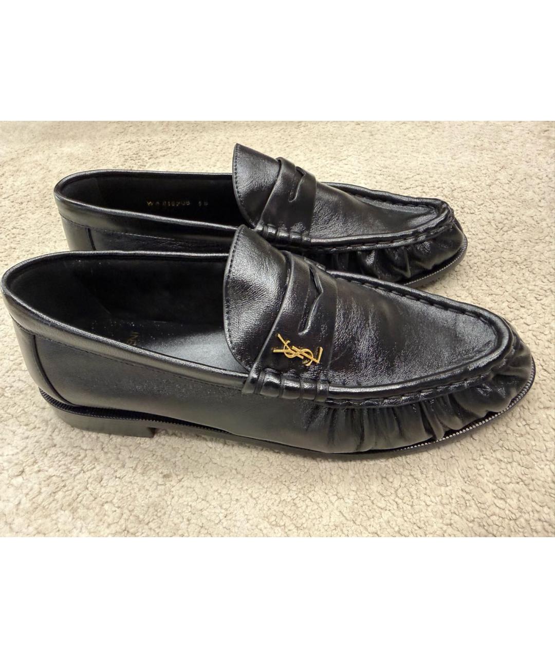 SAINT LAURENT Черные кожаные лоферы, фото 5