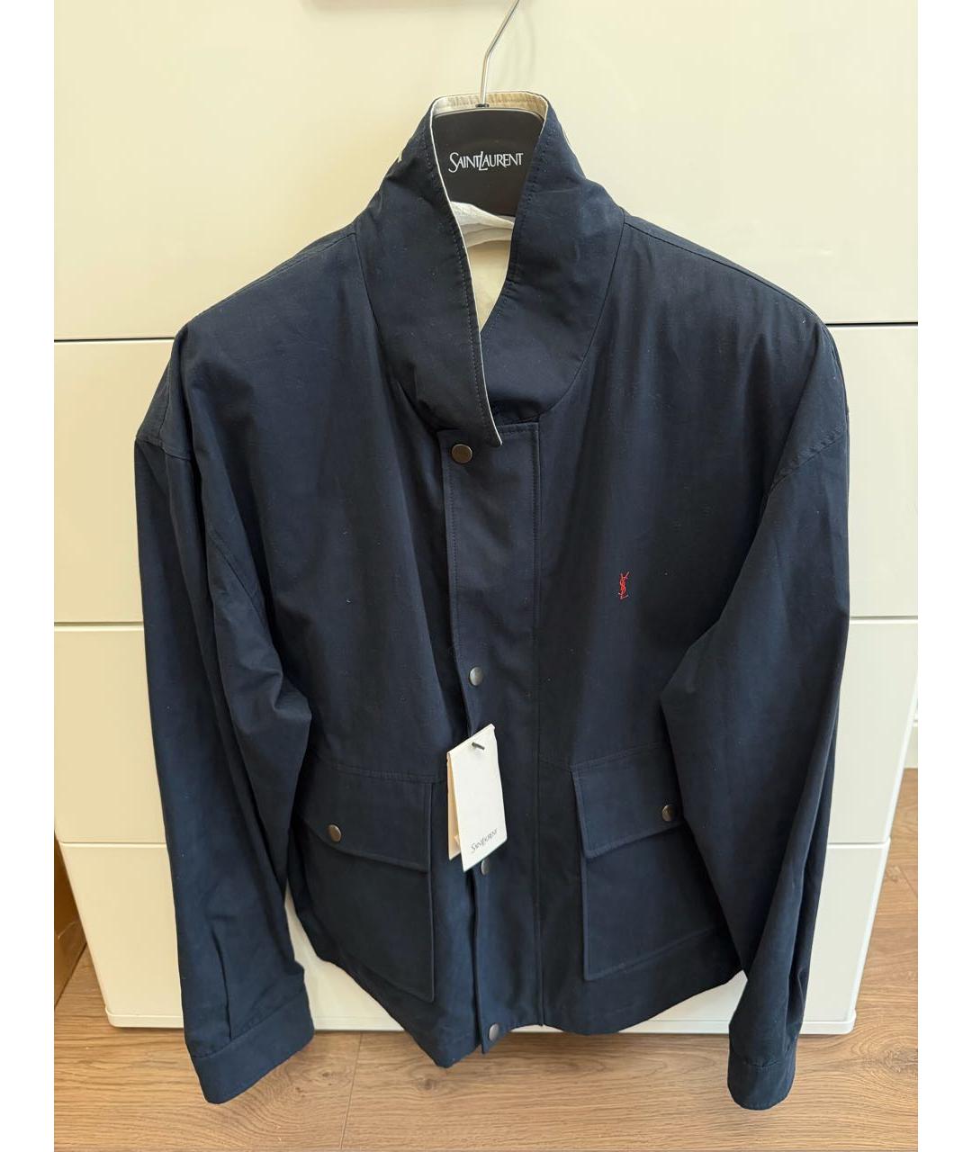 SAINT LAURENT Темно-синяя хлопковая куртка, фото 5