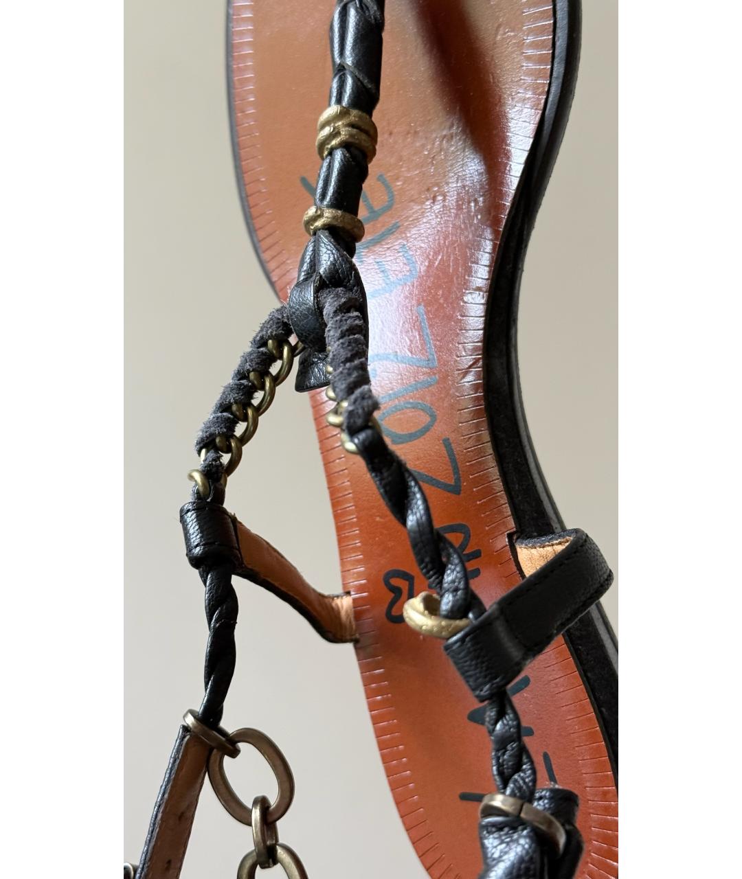 LANVIN Черные кожаные босоножки, фото 5