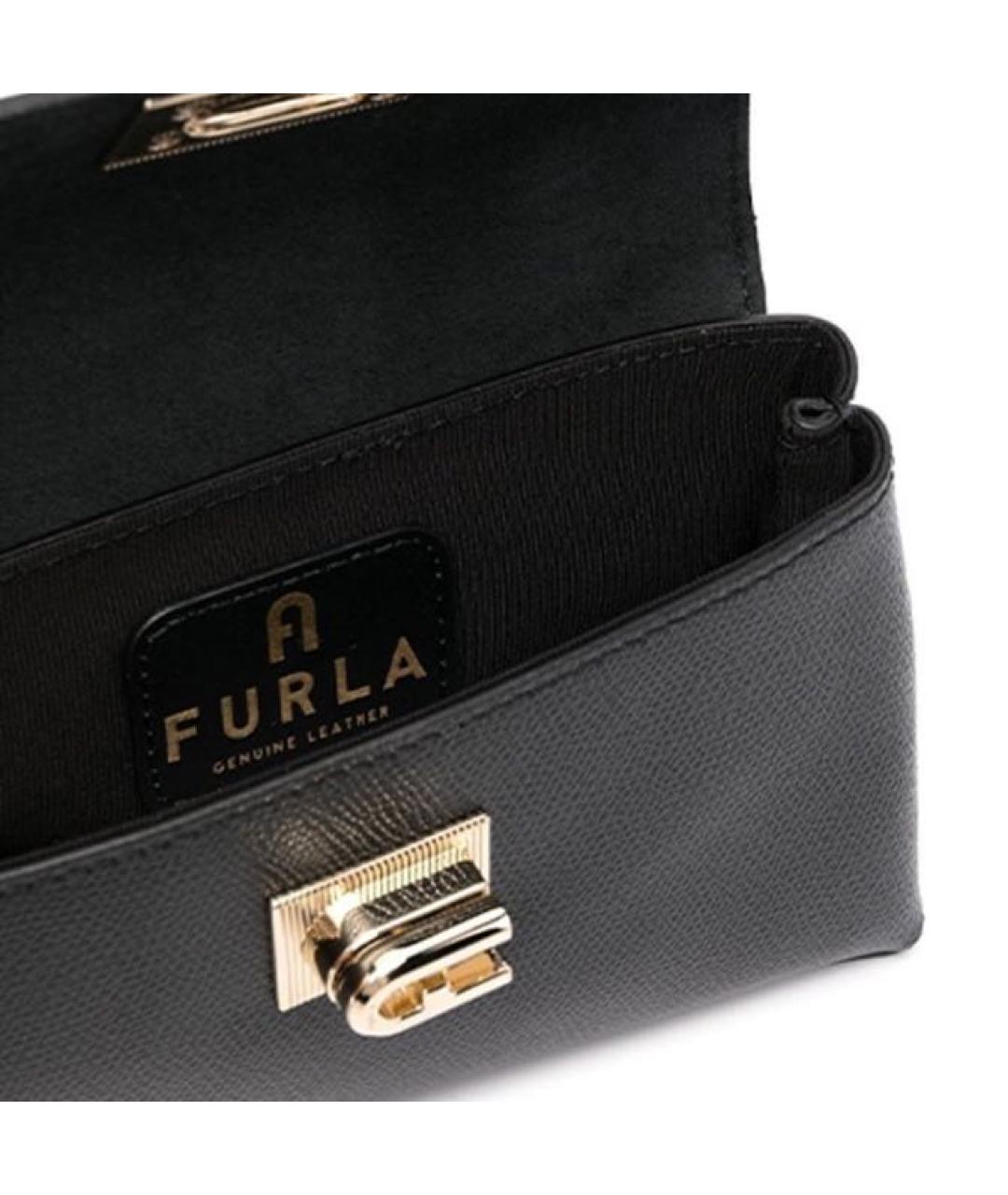 FURLA Черная кожаная сумка через плечо, фото 4