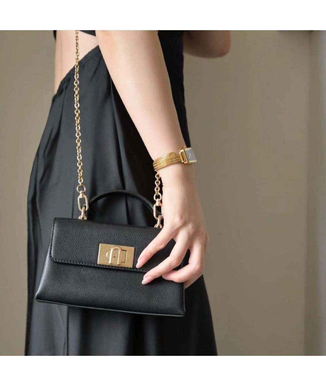 FURLA Черная кожаная сумка через плечо, фото 6