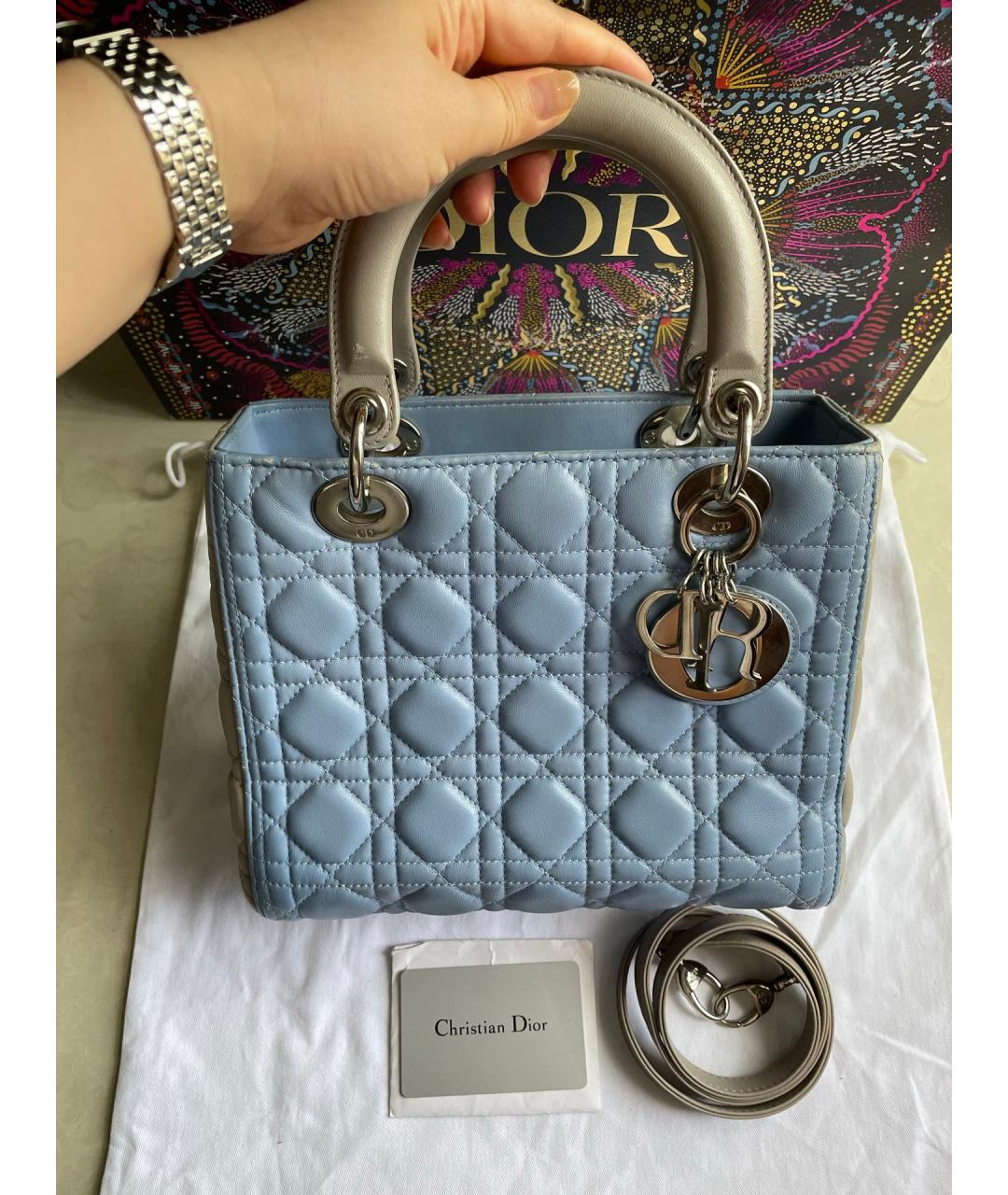 CHRISTIAN DIOR Синяя кожаная сумка тоут, фото 1