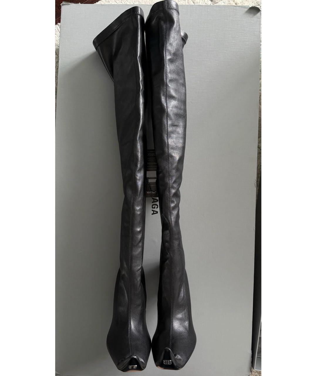 BALENCIAGA Черные кожаные сапоги, фото 2