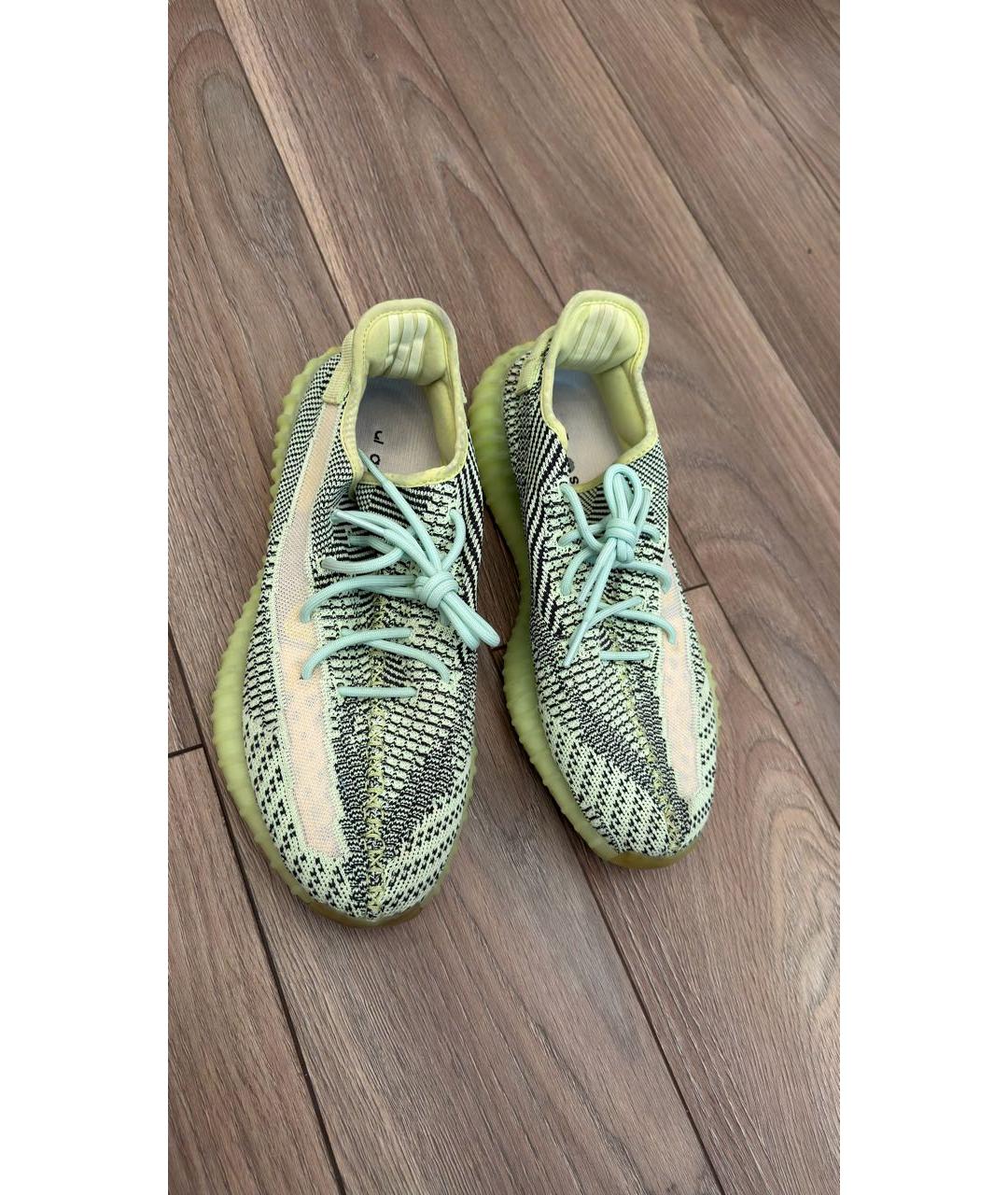 ADIDAS YEEZY Салатовые текстильные низкие кроссовки / кеды, фото 2
