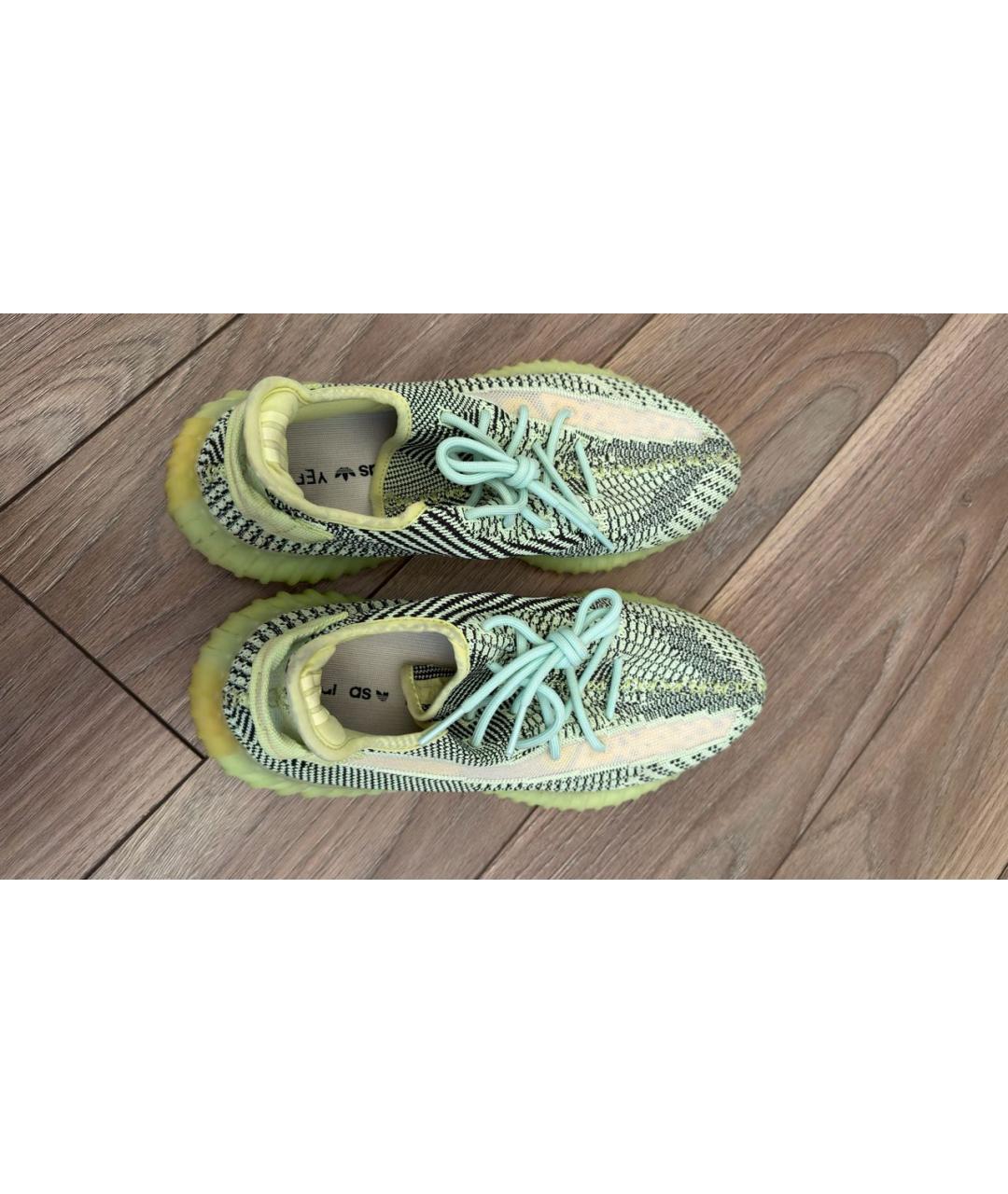 ADIDAS YEEZY Салатовые текстильные низкие кроссовки / кеды, фото 3