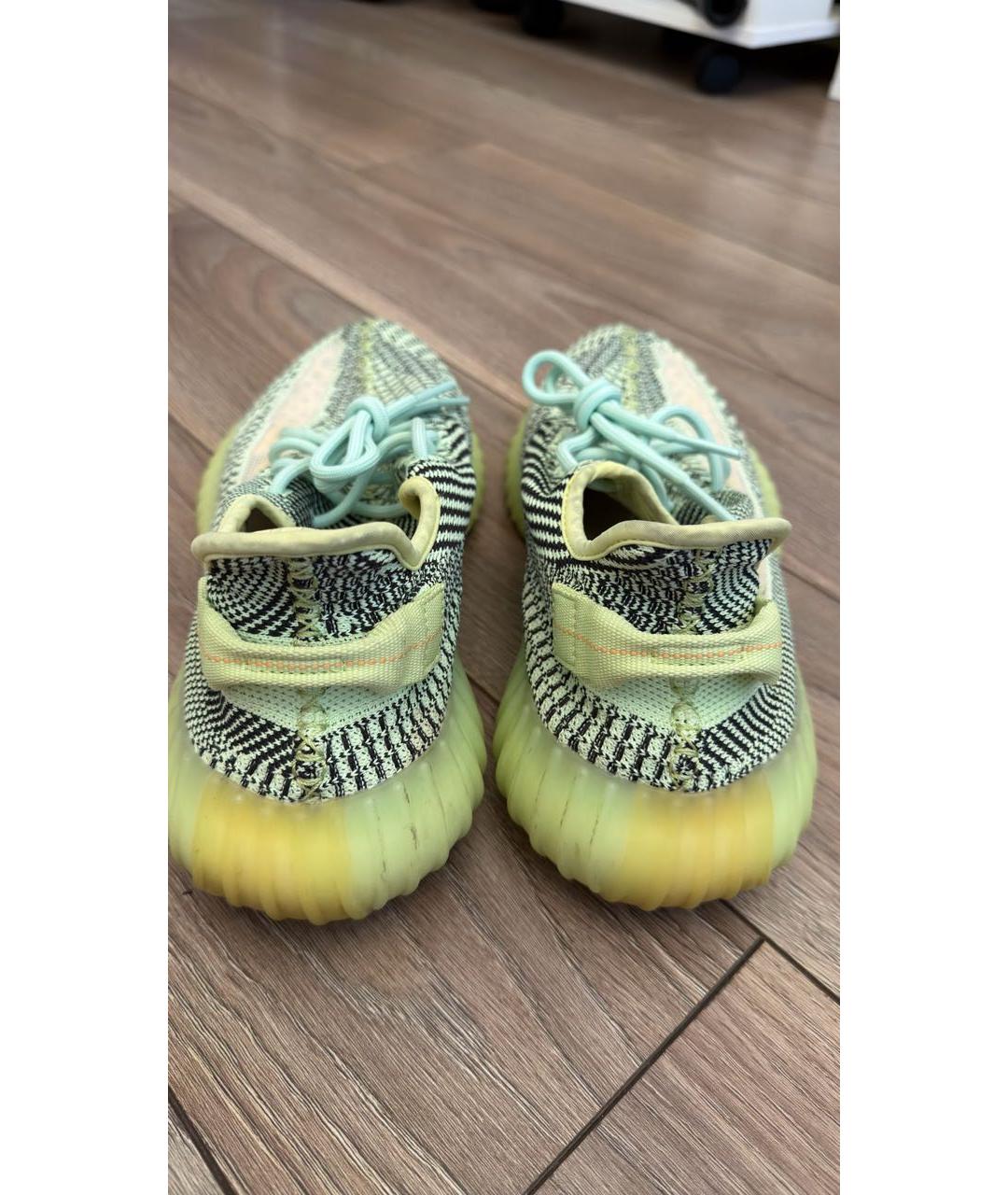 ADIDAS YEEZY Салатовые текстильные низкие кроссовки / кеды, фото 4