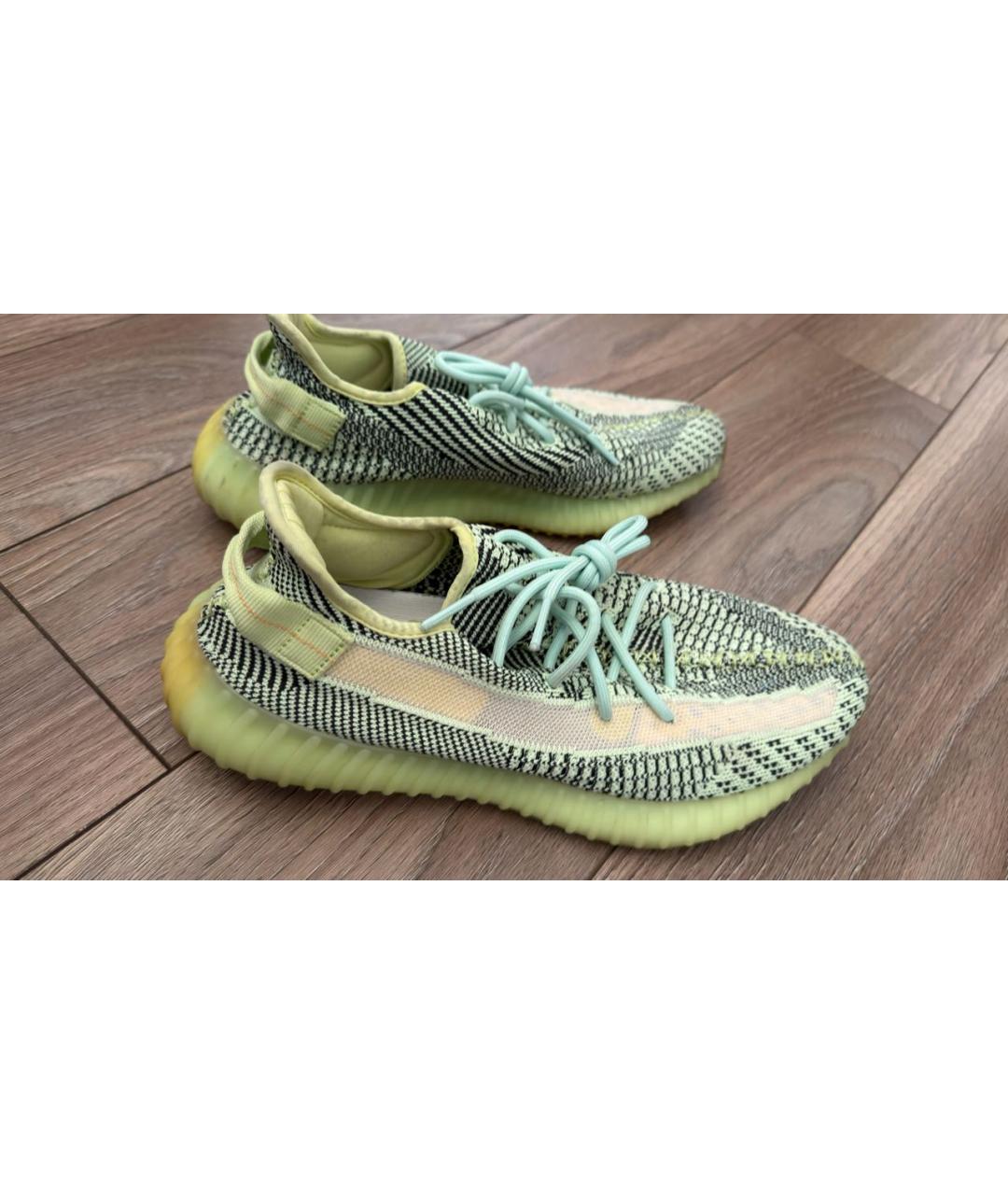 ADIDAS YEEZY Салатовые текстильные низкие кроссовки / кеды, фото 5