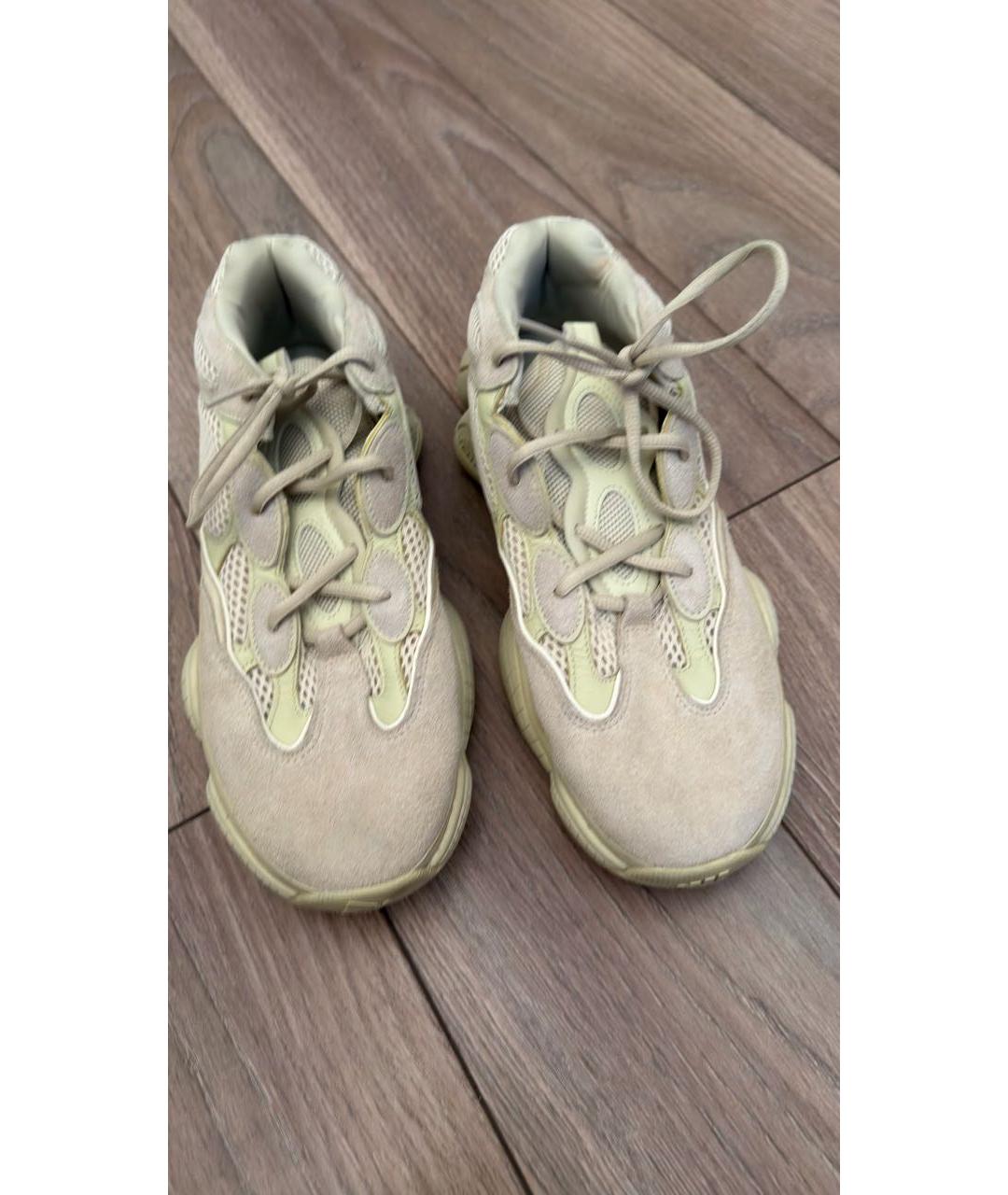 ADIDAS YEEZY Бежевые текстильные низкие кроссовки / кеды, фото 2