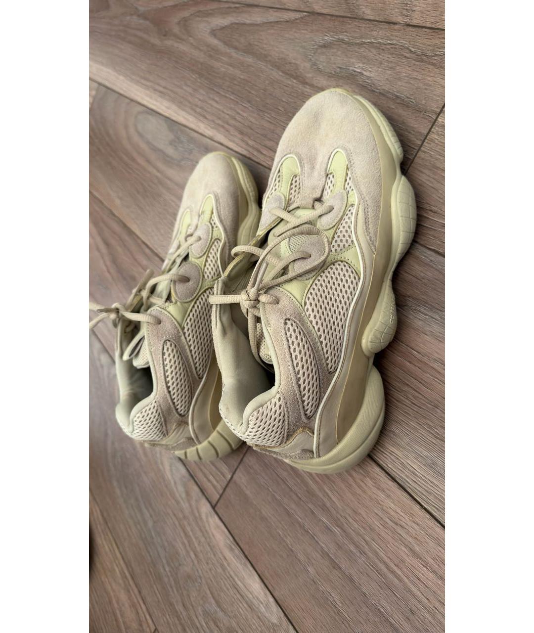 ADIDAS YEEZY Бежевые текстильные низкие кроссовки / кеды, фото 1