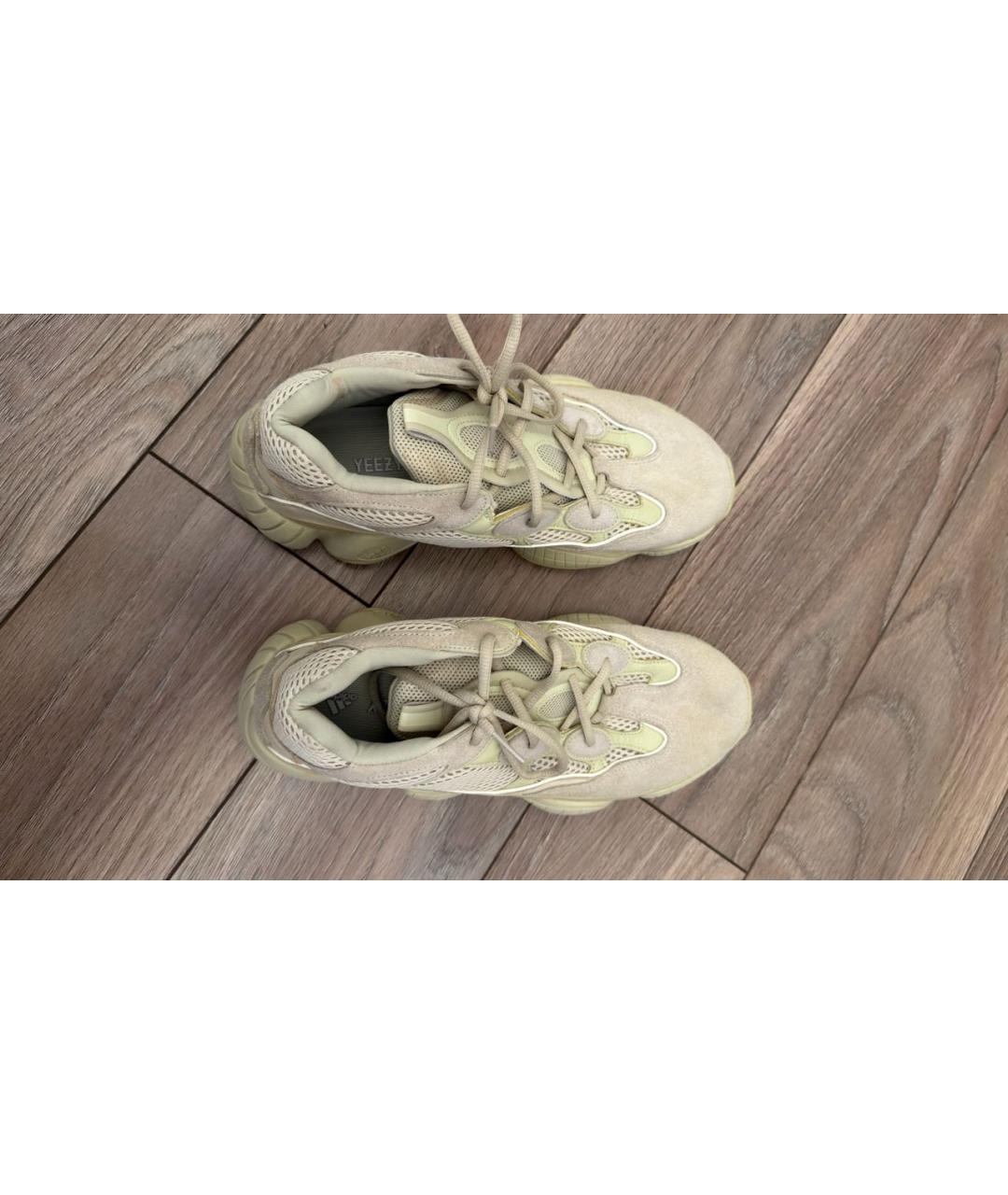 ADIDAS YEEZY Бежевые текстильные низкие кроссовки / кеды, фото 3