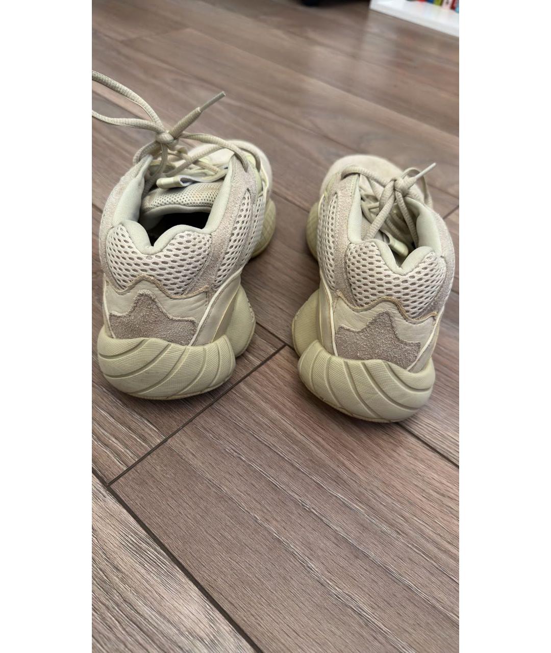 ADIDAS YEEZY Бежевые текстильные низкие кроссовки / кеды, фото 4