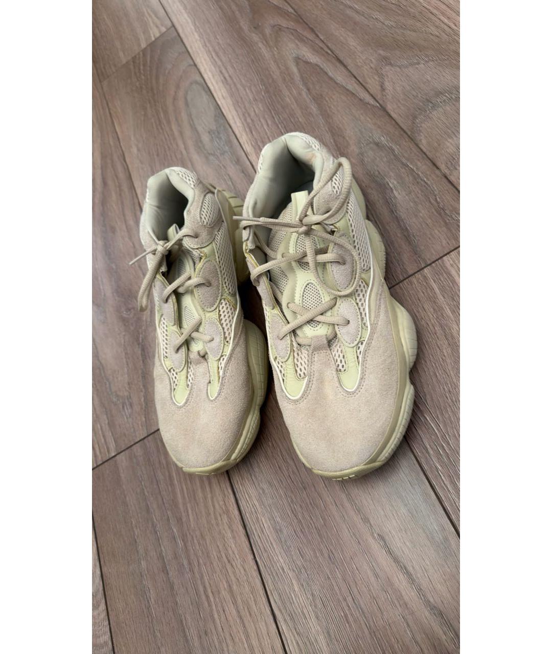 ADIDAS YEEZY Бежевые текстильные низкие кроссовки / кеды, фото 5