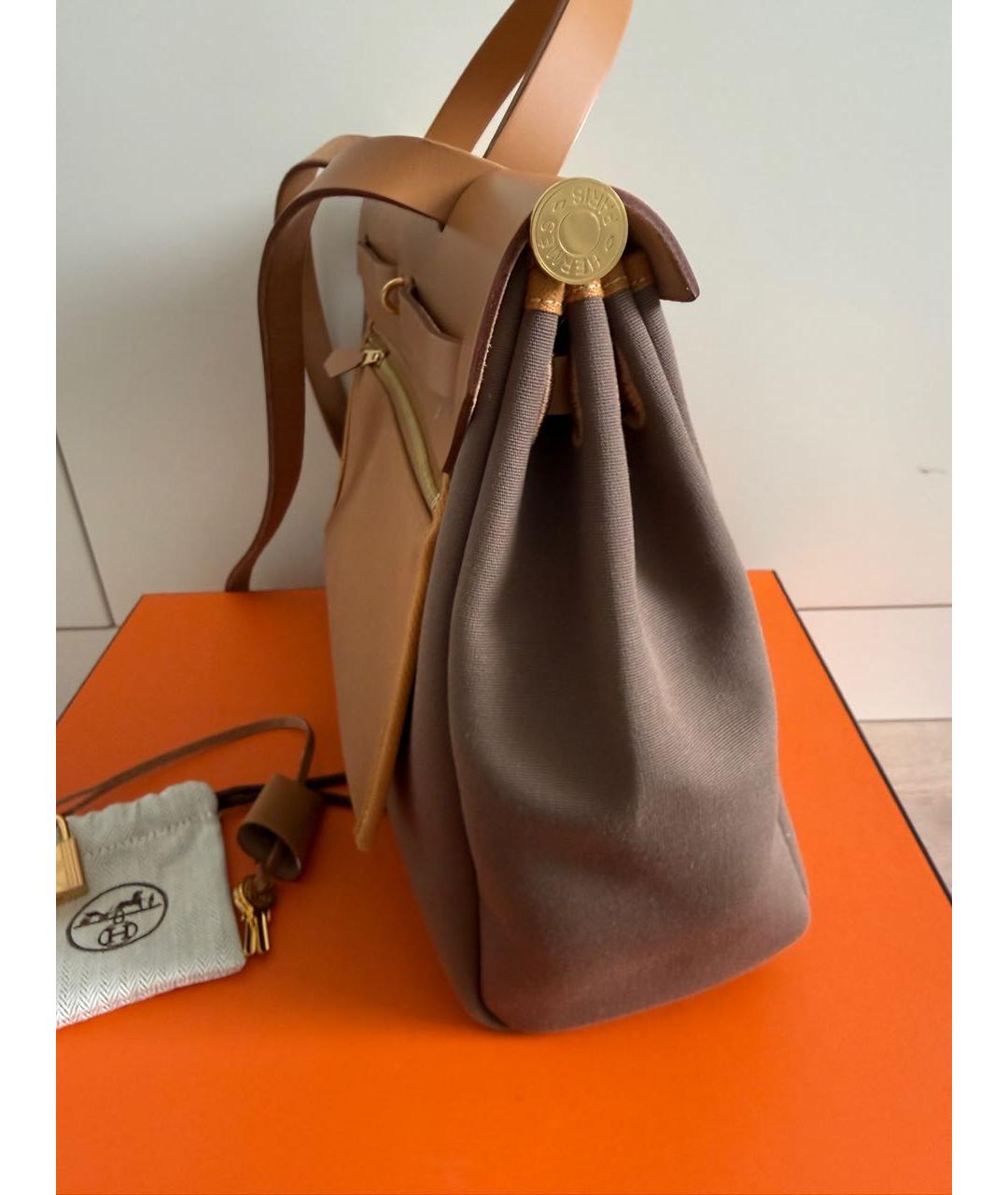 HERMES Коричневая тканевая сумка через плечо, фото 2