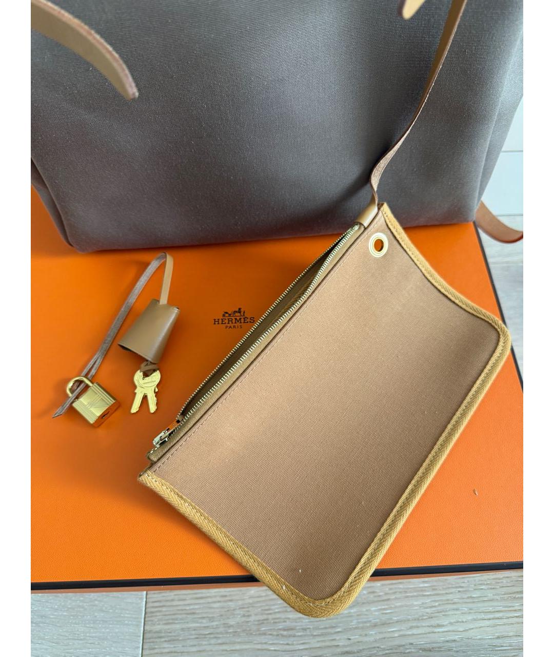 HERMES Коричневая тканевая сумка через плечо, фото 5