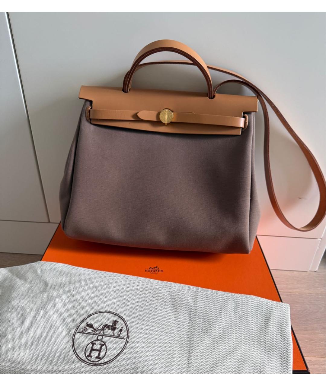 HERMES Коричневая тканевая сумка через плечо, фото 9
