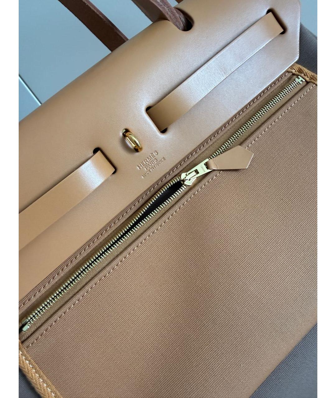 HERMES Коричневая тканевая сумка через плечо, фото 8