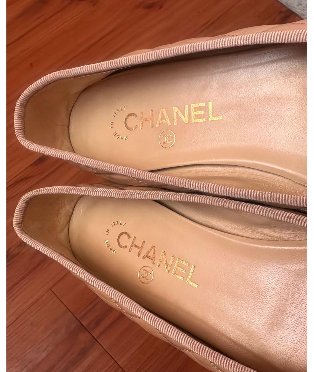 CHANEL Бежевые кожаные балетки, фото 7